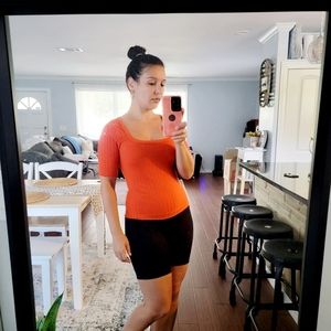 H&M Size S Red Ribbed Short Sleeve Top